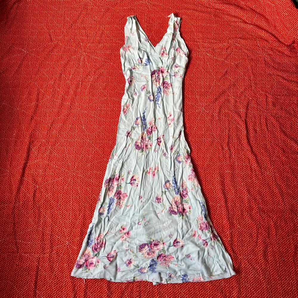 Vintage antique rayon 1930s Floral Maxi rayon bias cut slip Dress